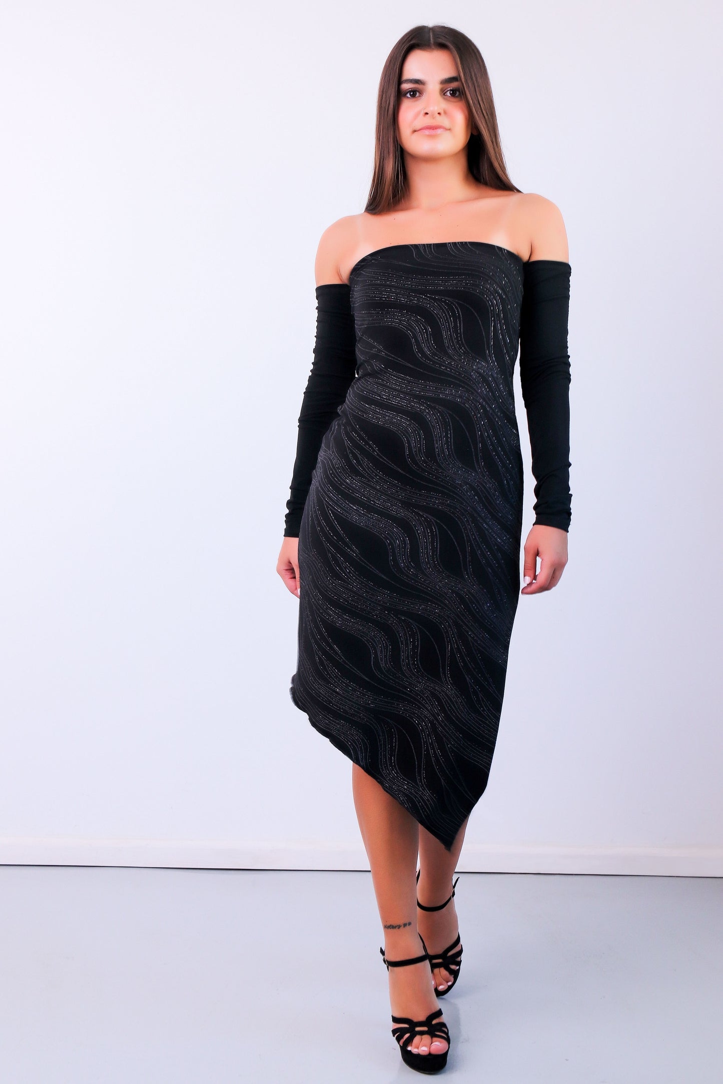 Black Midi Dress with long sleeves