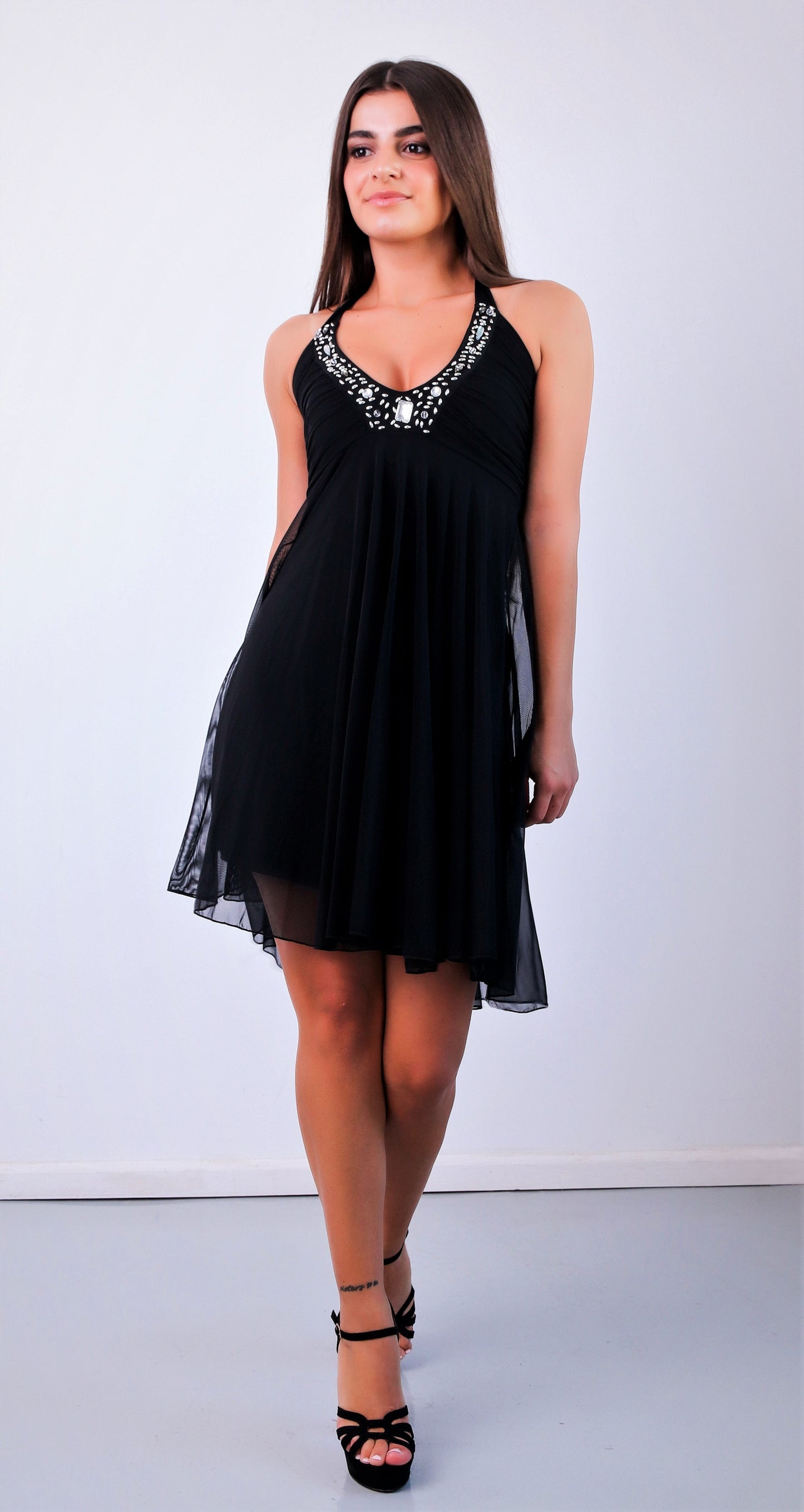 Black Mini Dress with see through cover