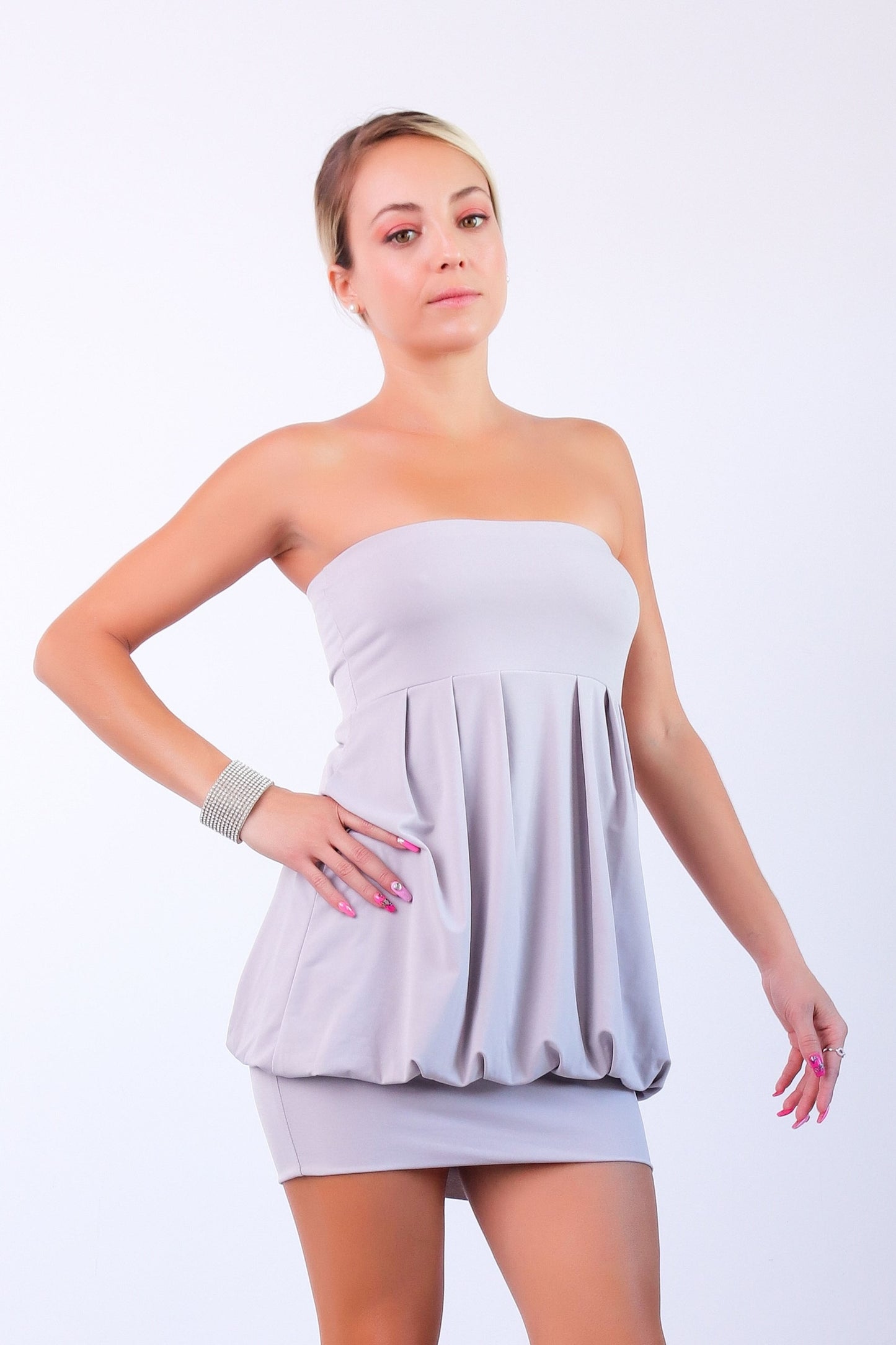 Light Grey Strapless Mini Dress