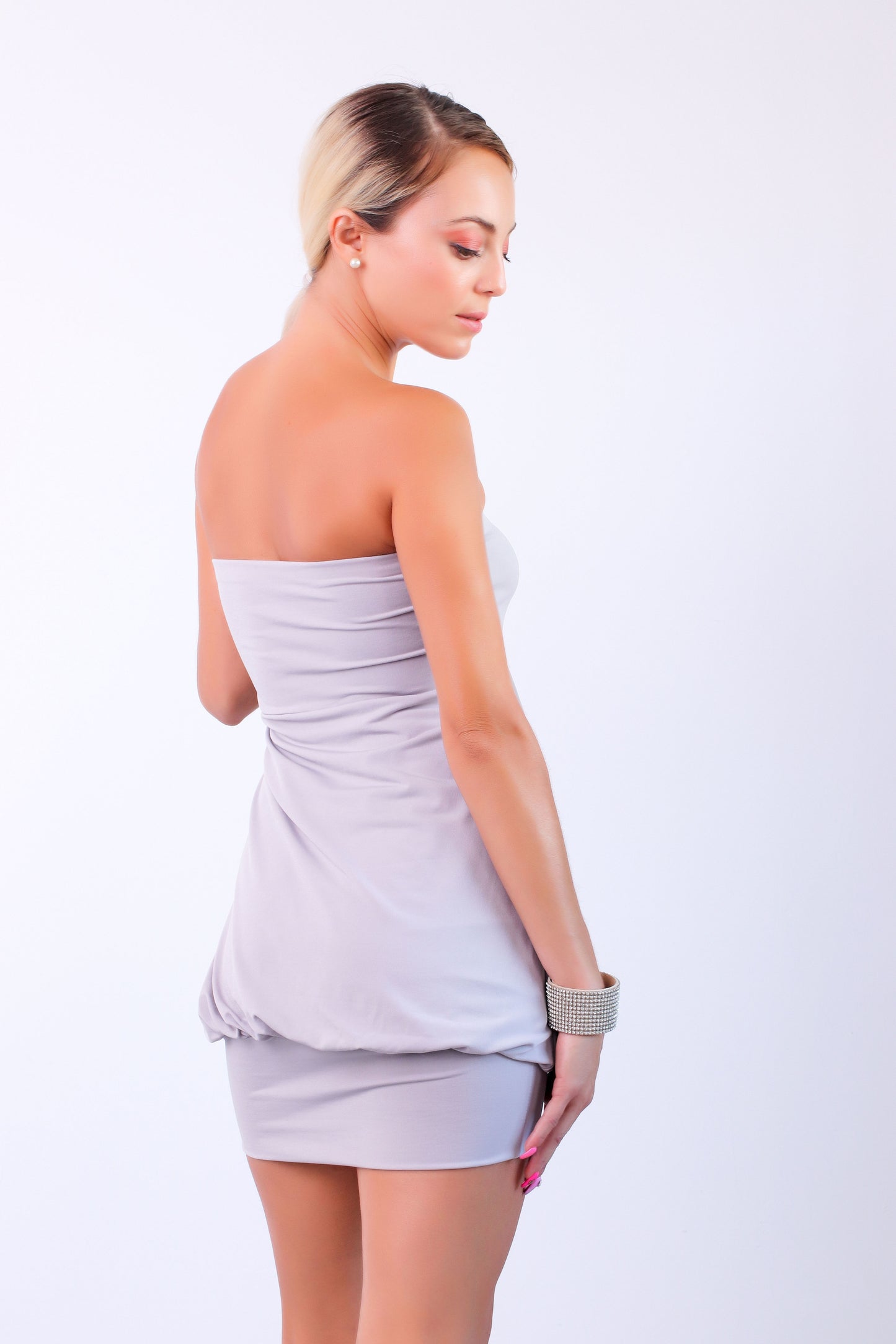 Light Grey Strapless Mini Dress