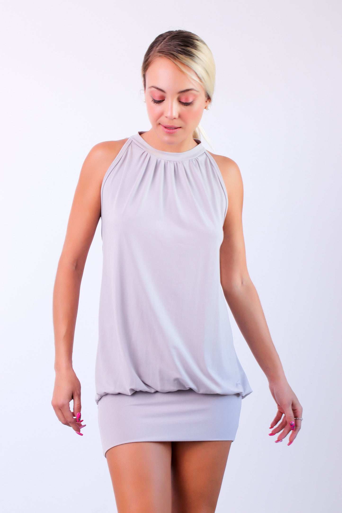 Light Grey Mini Dress with open back