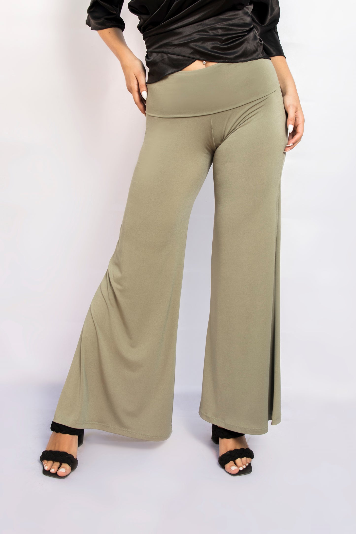 Khaki Palazzo Trousers